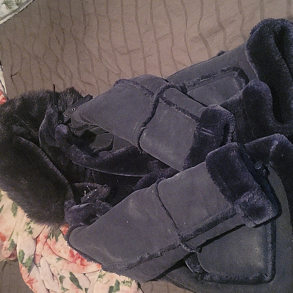 Youth Blue Shearling Fur Coat
